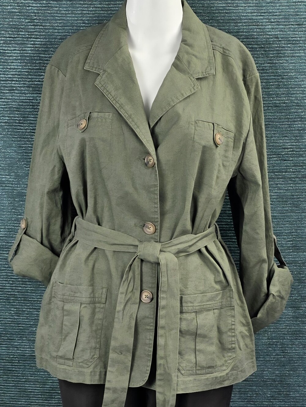 Laura Scott Petite Linen Blend Utility Jacket